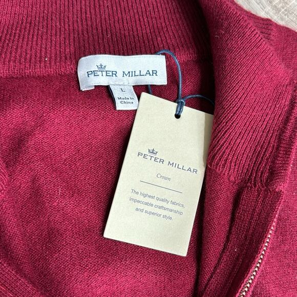 NWT PETER MILLAR Burgundy Cashmere 1/4 Zip Sleeveless Golf Sweater Vest Men’s - Picture 3 of 8